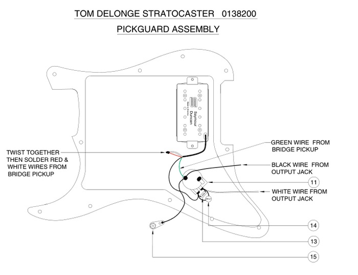 Tom Delonge Stratocaster pickguard assembly Wiring Diagram