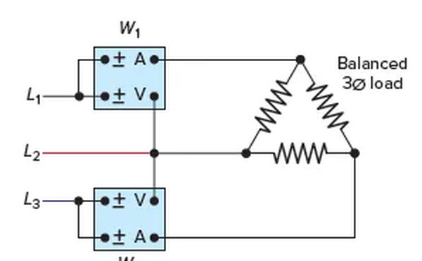 figure 7 two wattmeter method of three phase power measurement.