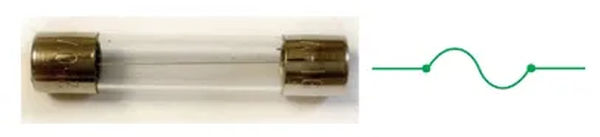 figure 5. a typical fuse and the schematic symbol that represents the fuse.