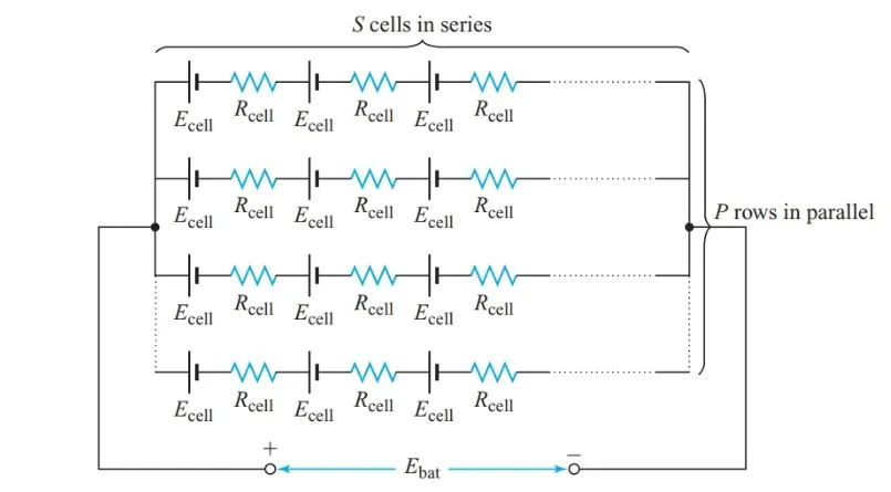 figure 12 equivalent circuit of a series parallel connected battery